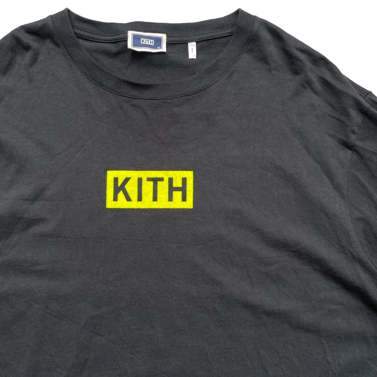 Kith Black and Felt Neon Yellow Long Sleeve Light Jumper (XL)