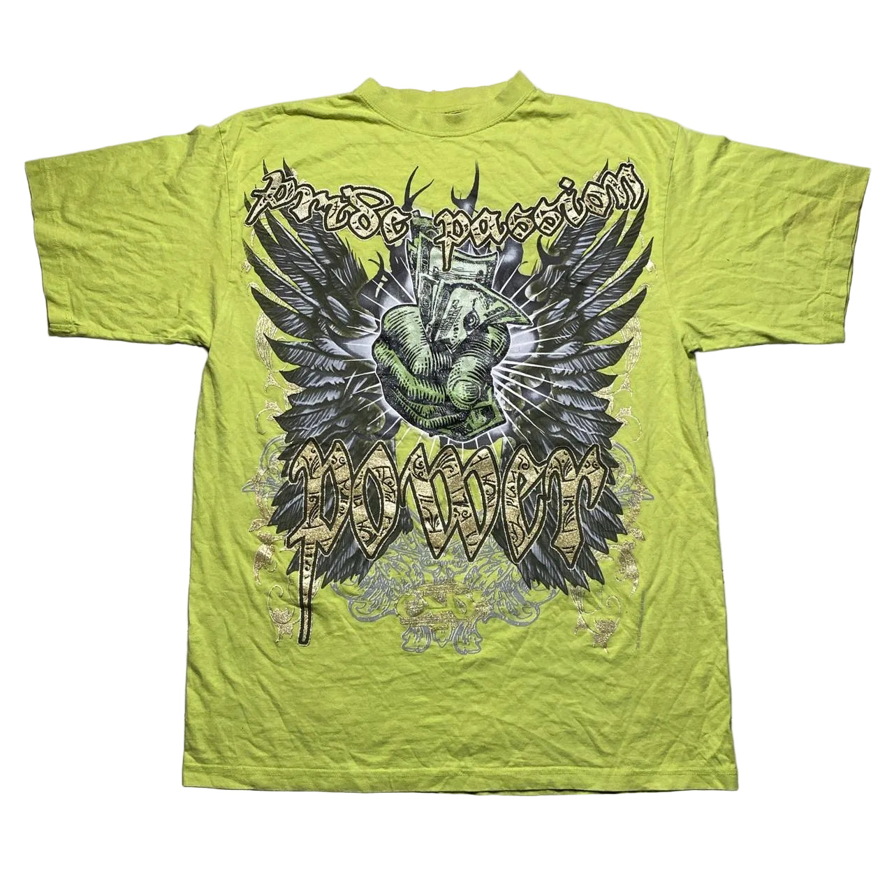 Pride Passion Power Vintage Hip Hop Money T Shirt Green (2XL)
