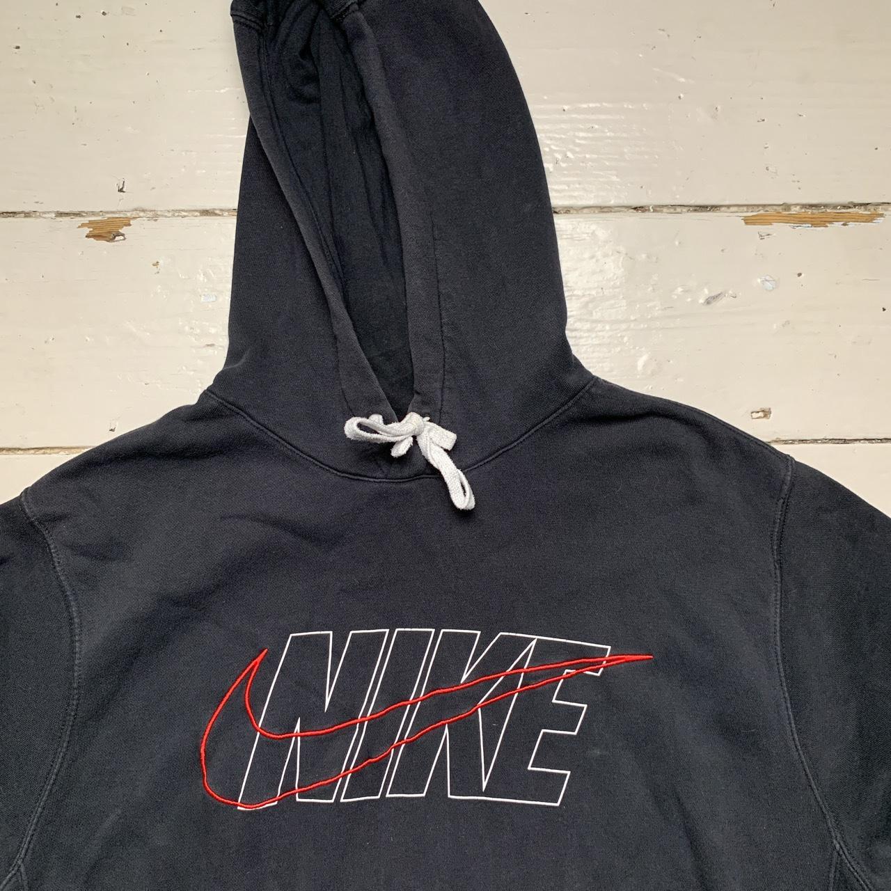 Nike Club Swoosh Spellout Black White and Red Hoodie