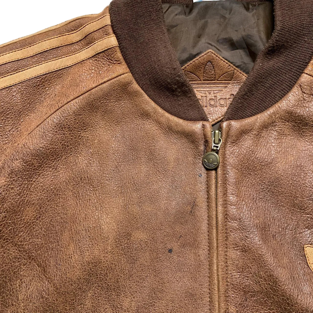 Adidas Originals A-15 80’s - 90’s Brown Vintage Leather Bomber Jacket (L)