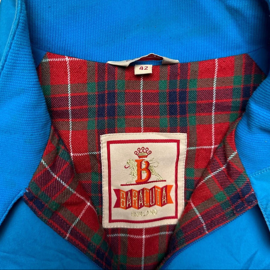 Baracuta G9 Harrington Vintage Light Blue Tartan Interior Bomber Jacket (M)