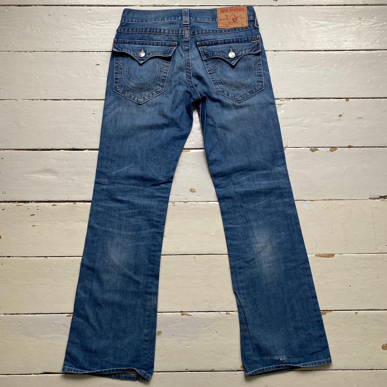 True Religion Billy Light Blue Gold Stitch Baggy Jeans