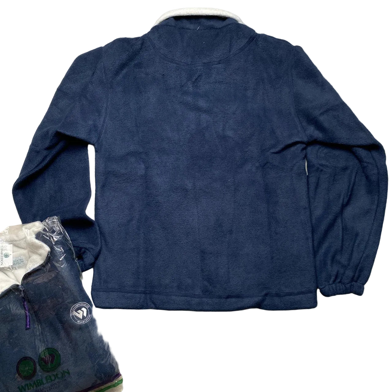 Wimbledon Vintage 90’s Fleece Quarter Zip Jumper Navy and White (XS)