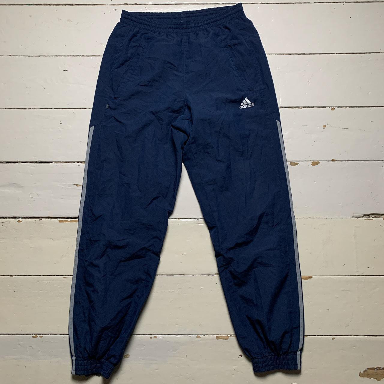 Adidas Baggy Shell Bottoms Navy and Grey Stripes