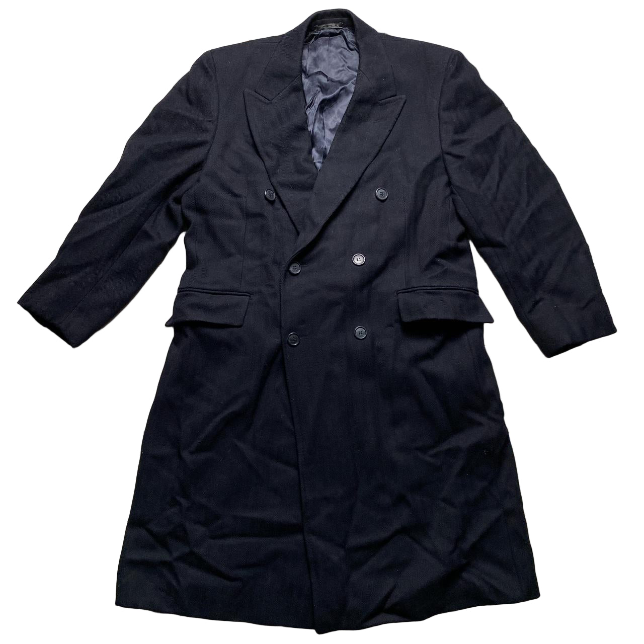 Huntsman & Sons of Saville Row Long Double Breasted Duffle Trench Coat Navy (XL)