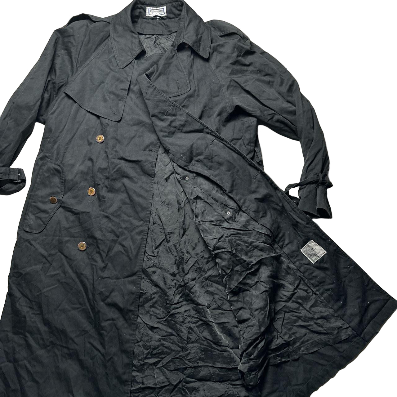 YSL Yves Saint Lauren Vintage 90’s Trench Coat Black (XL)