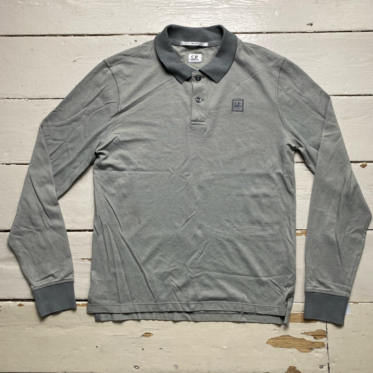 CP Company Grey Long Sleeve Polo Shirt