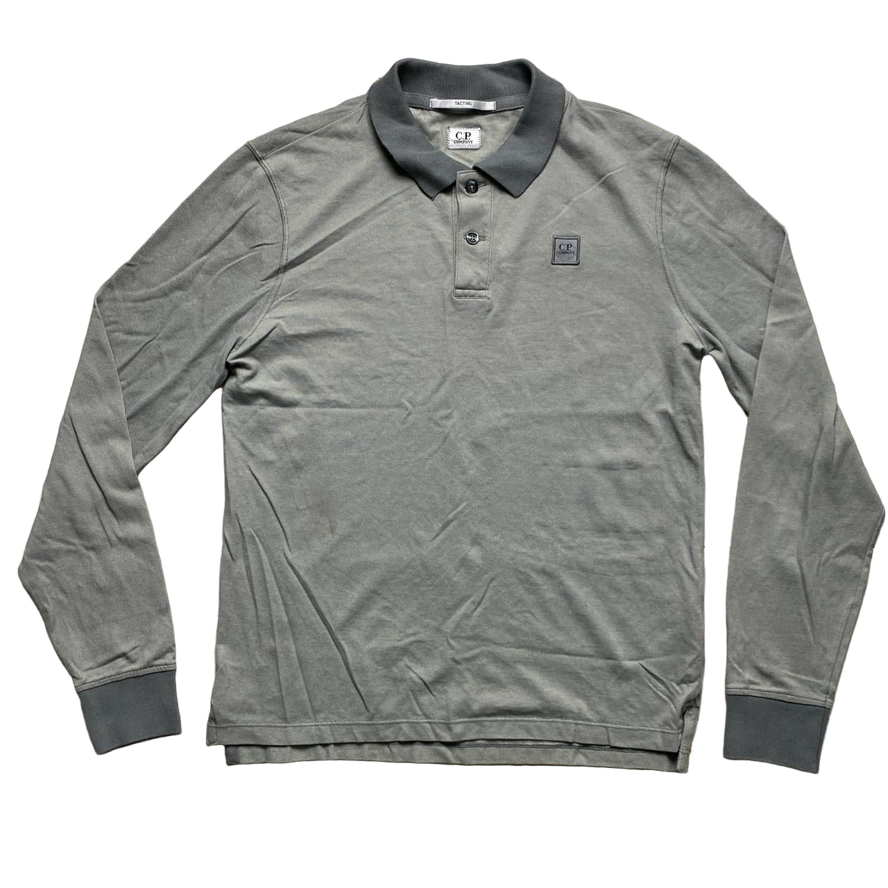 CP Company Grey Long Sleeve Polo Shirt (M)