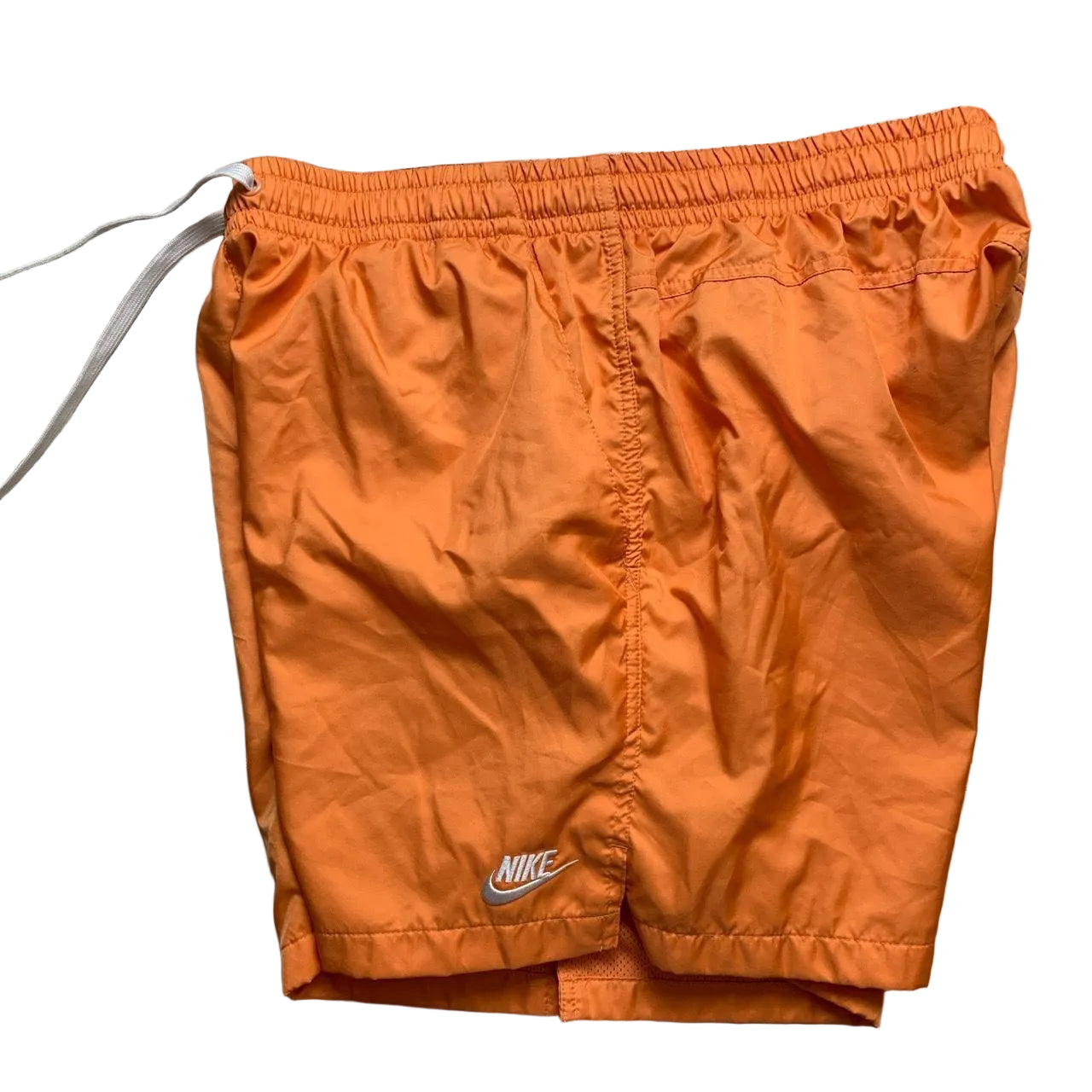 Nike Shell Swim Shorts Orange and White Swoosh (XL)