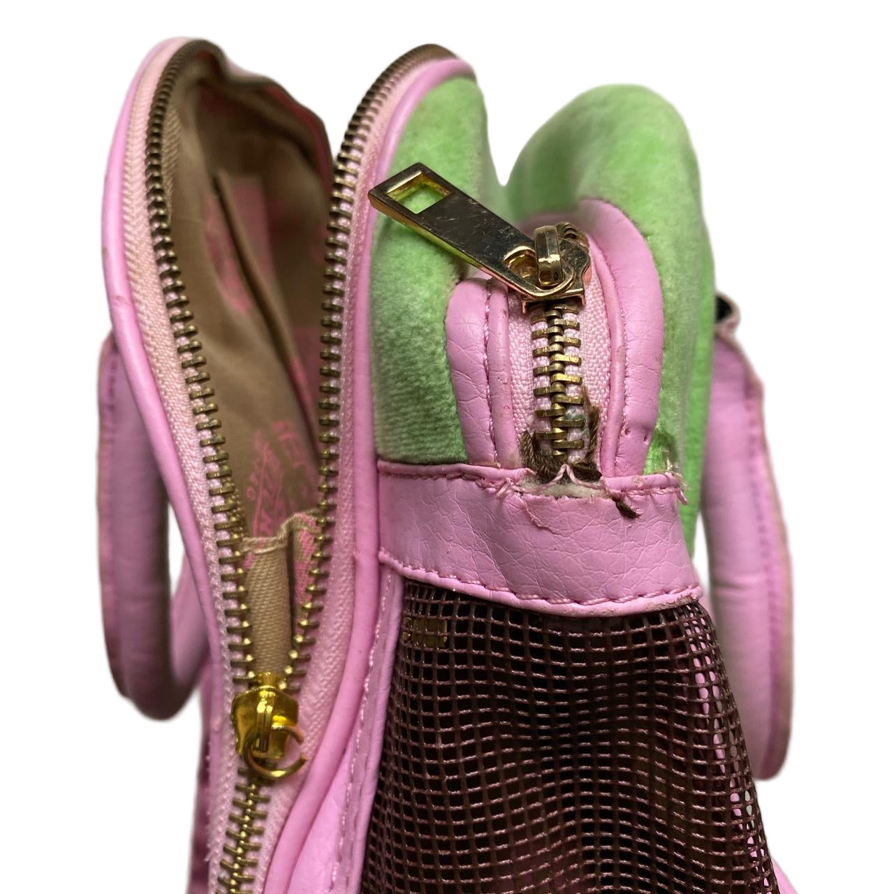 Juicy Couture Vintage Velour Shop Handbag Green and Pink