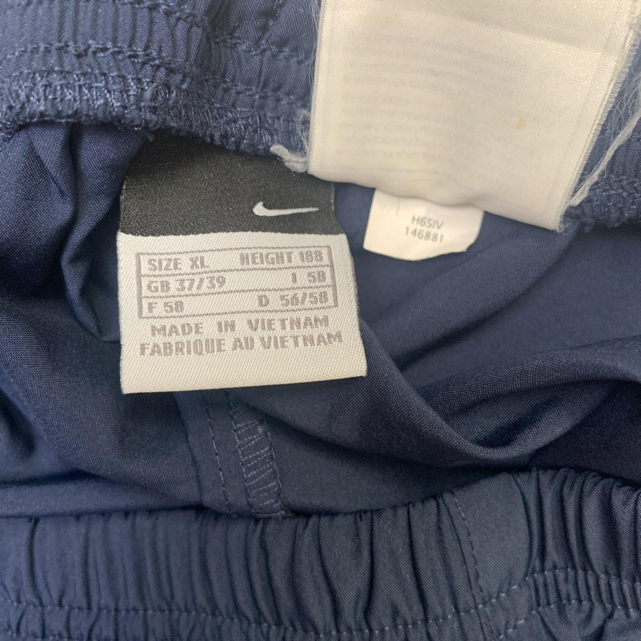 Nike Vintage Shell Track Pant Baggy Bottoms Navy and White Swoosh (XL)