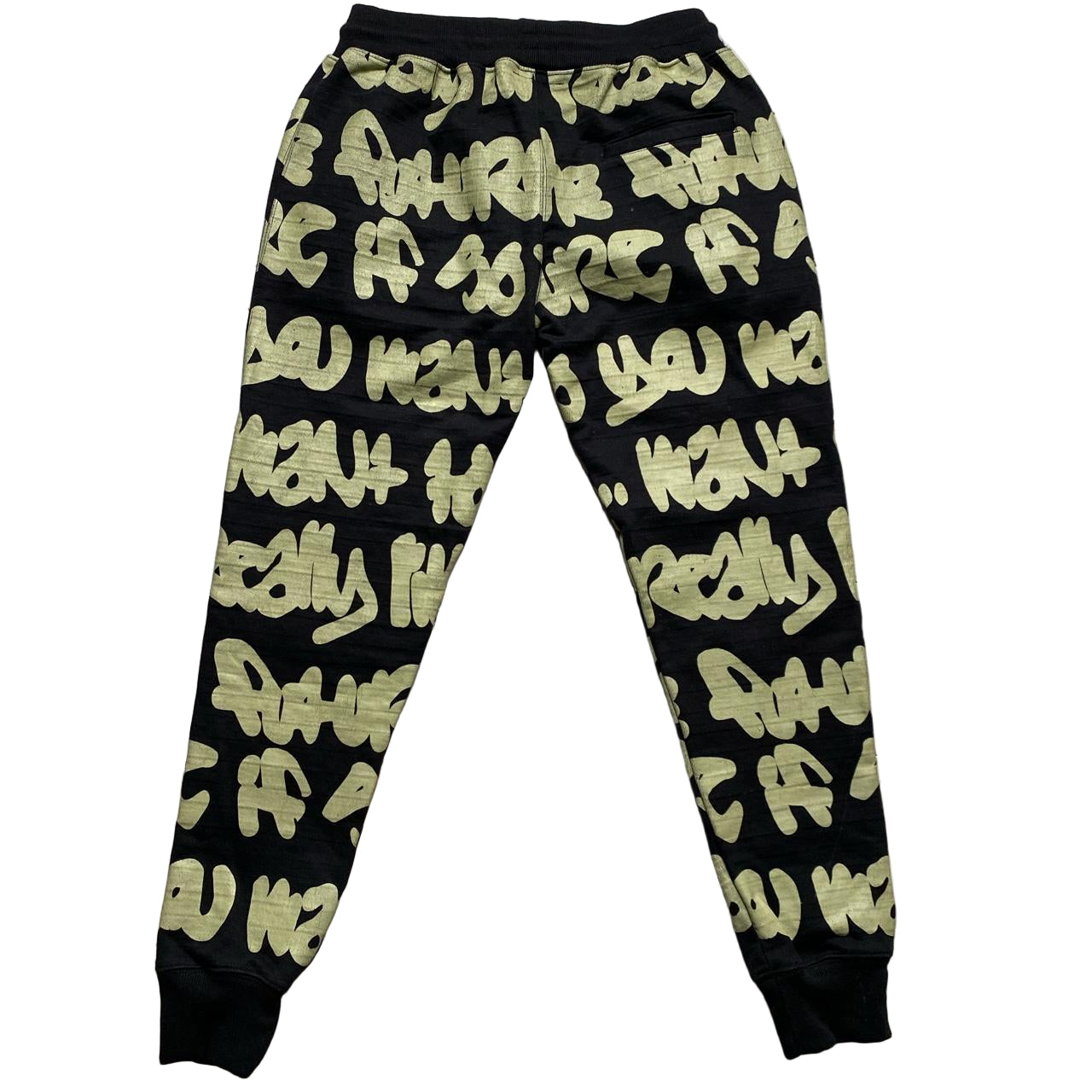 B Side London Graffiti Black and Green All Over Print Joggers (M)
