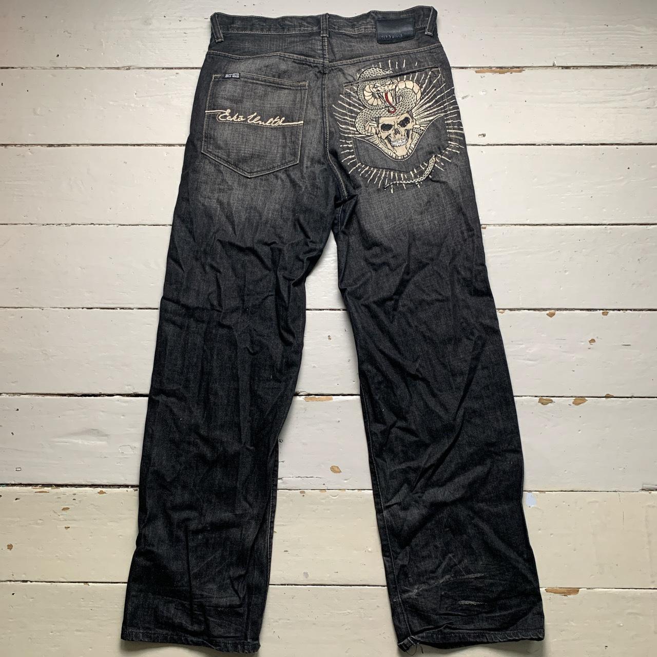 Ecko Unlimited Vintage Snake and Skull Embroidery Jeans