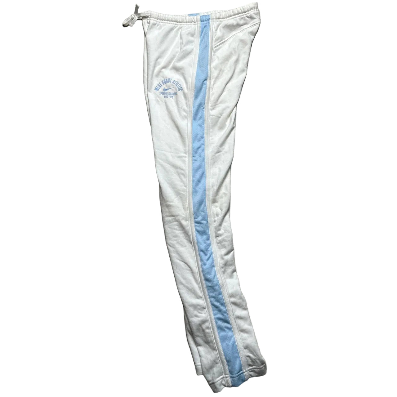 Nike Vintage White and Baby Blue Y2K Tracksuit Bottoms (S)