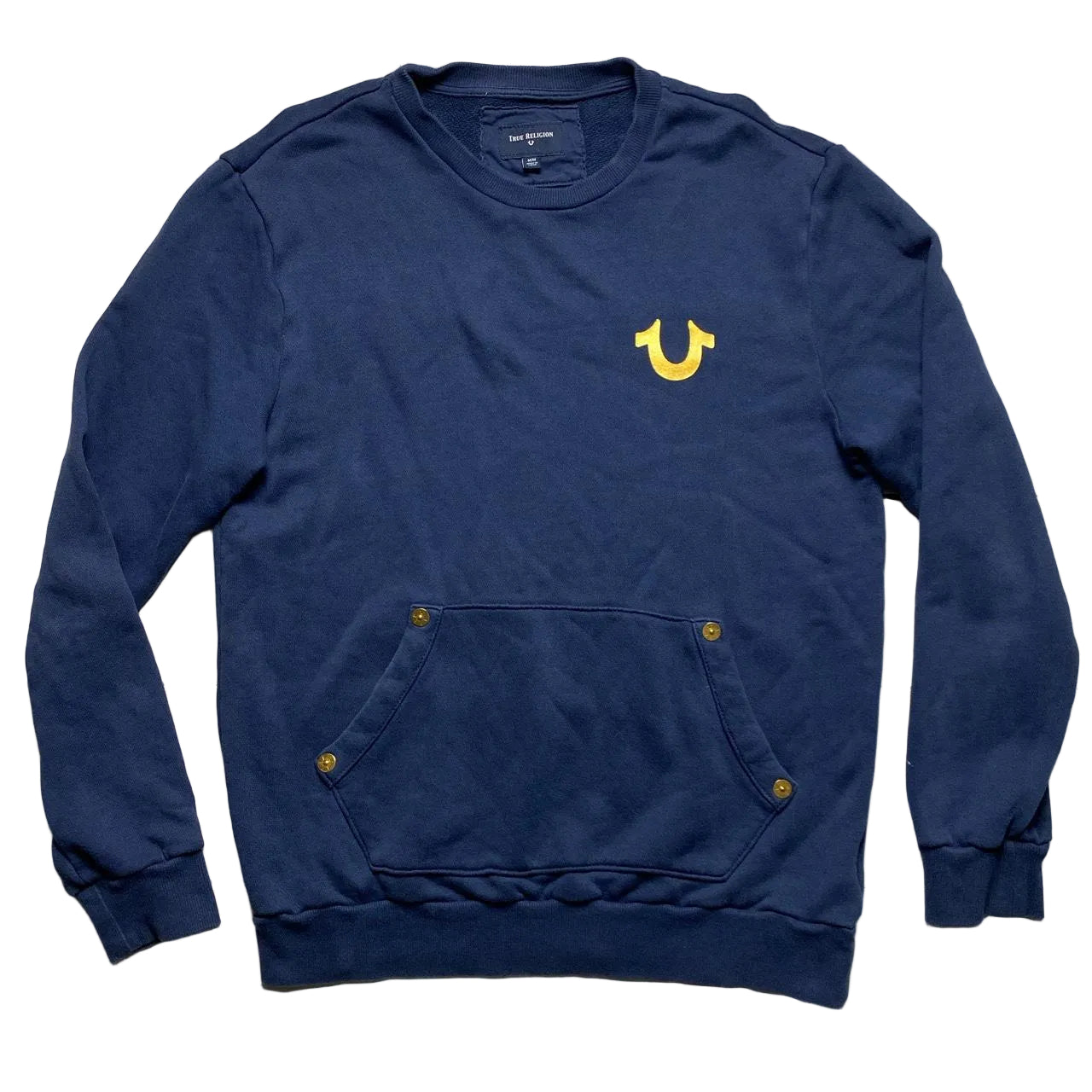 True Religion Navy and Gold Jumper (M)