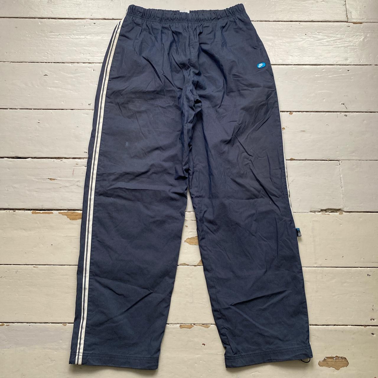 Nike Vintage Baggy Shell Track Pant Bottoms Navy and White