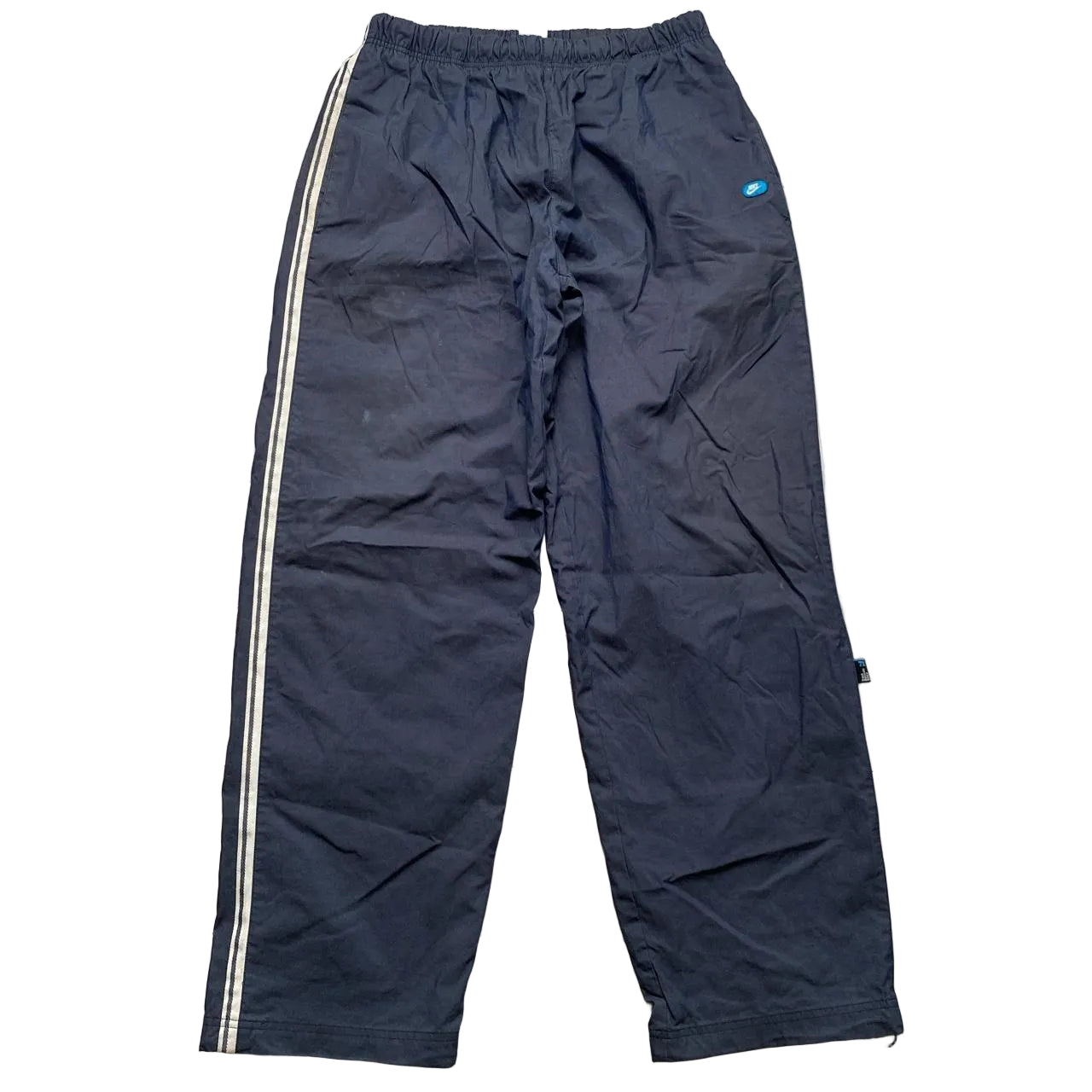 Nike Vintage Baggy Shell Track Pant Bottoms Navy and White (XL)