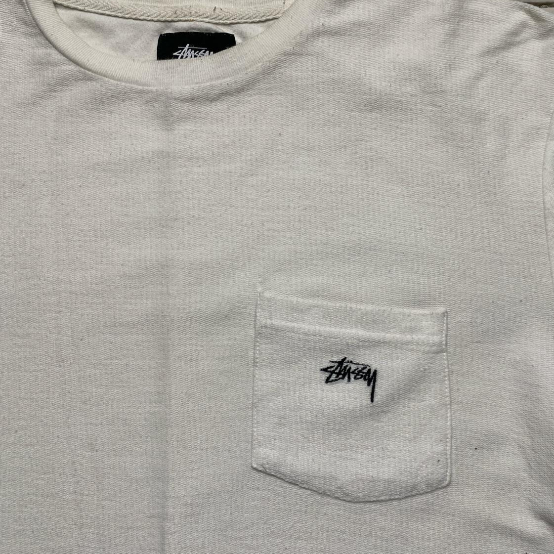 Stussy White and Black Pocket T Shirt (S)