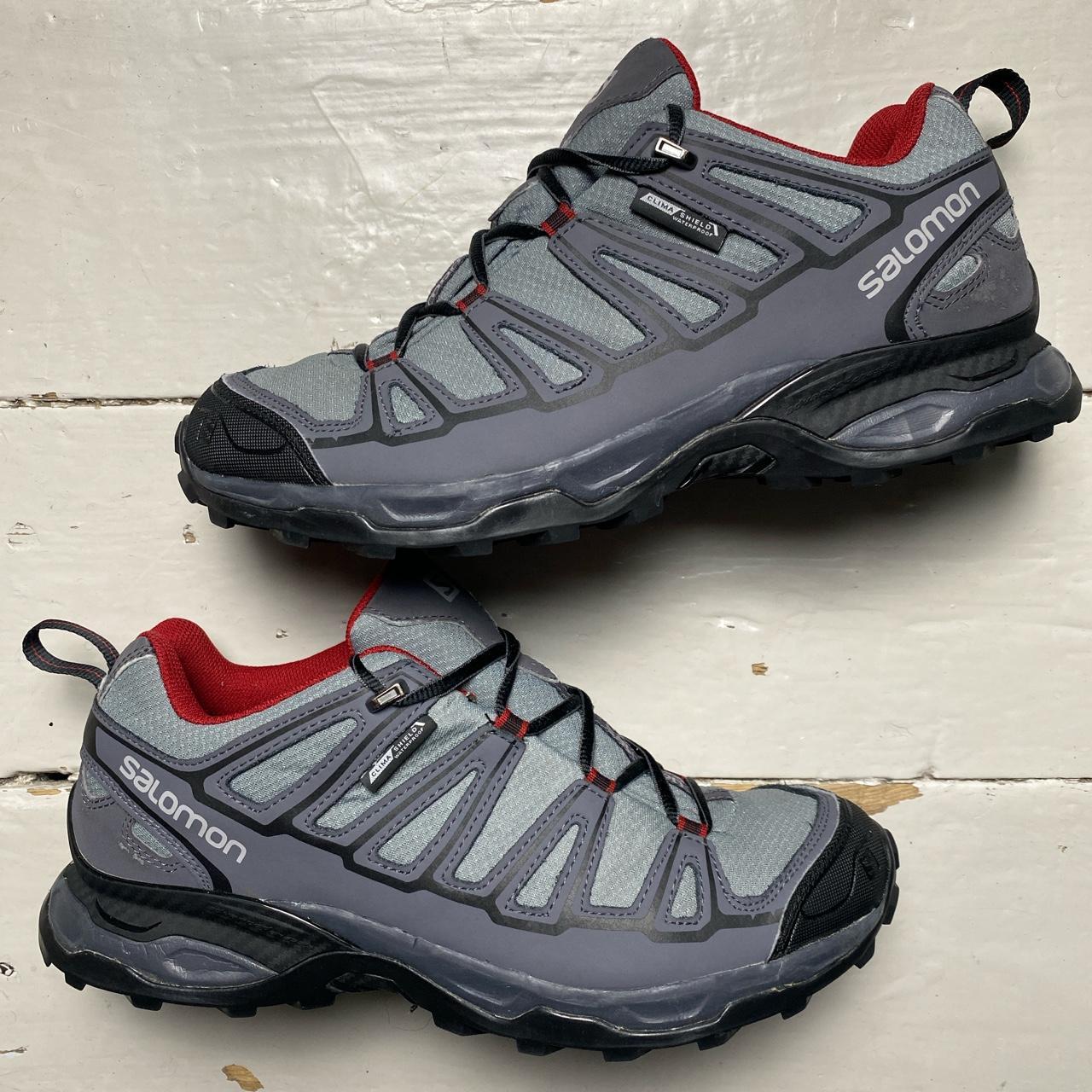 Salomon X Ultra Climashield Waterproof Trainers Grey and Red