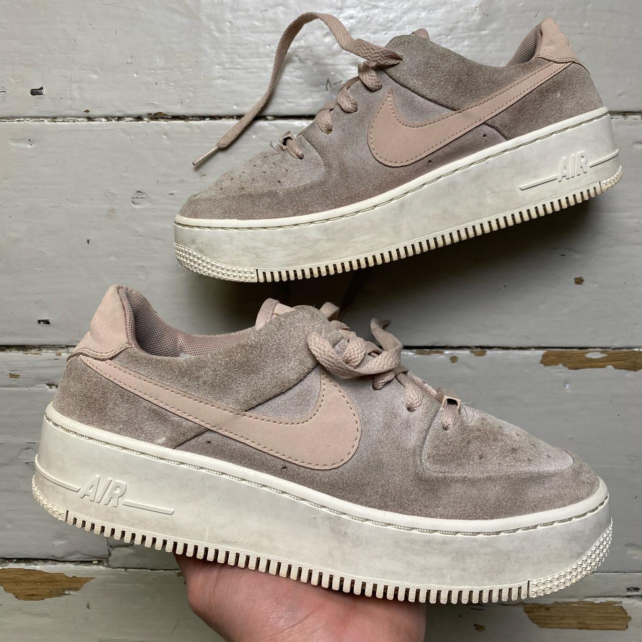 Nike Air Force 1 Wedge Platform Pink Suede Wear Garson