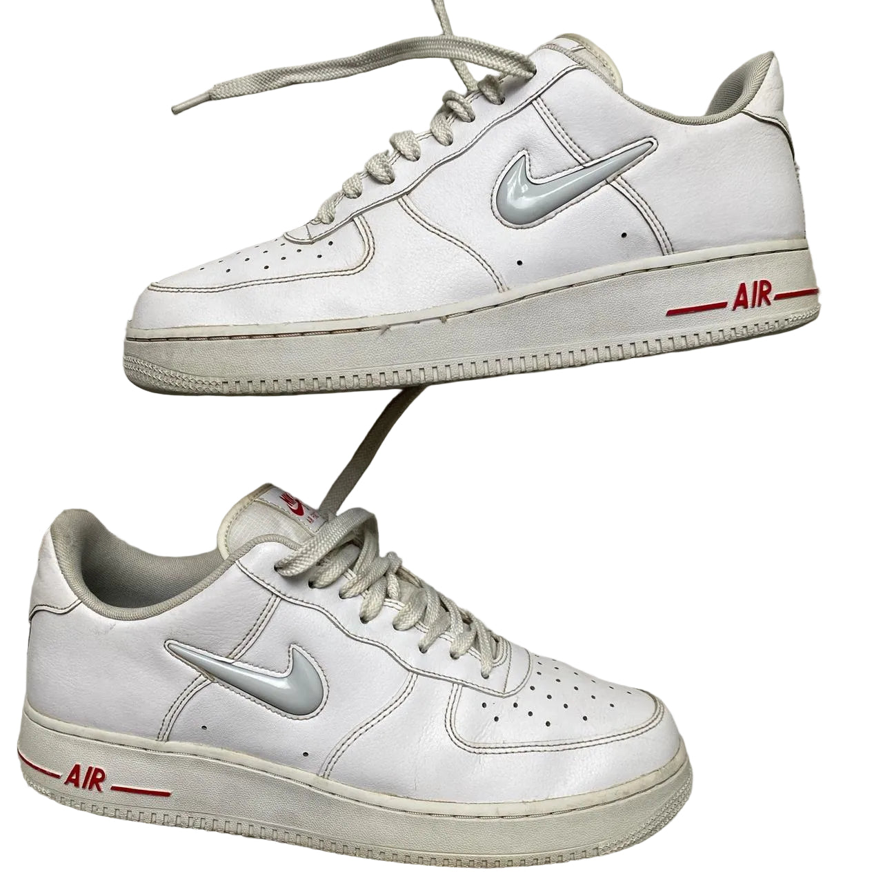Nike Air Force 1 Jewel White and Red (UK 10)