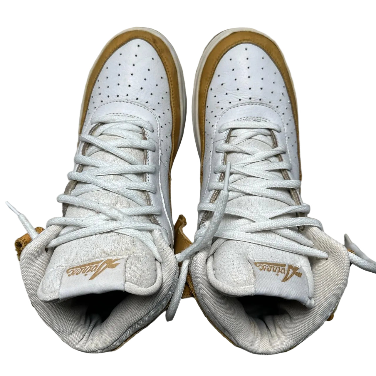 Avirex White and Tan Air Force Style Mid Top Trainers (UK 10.5)