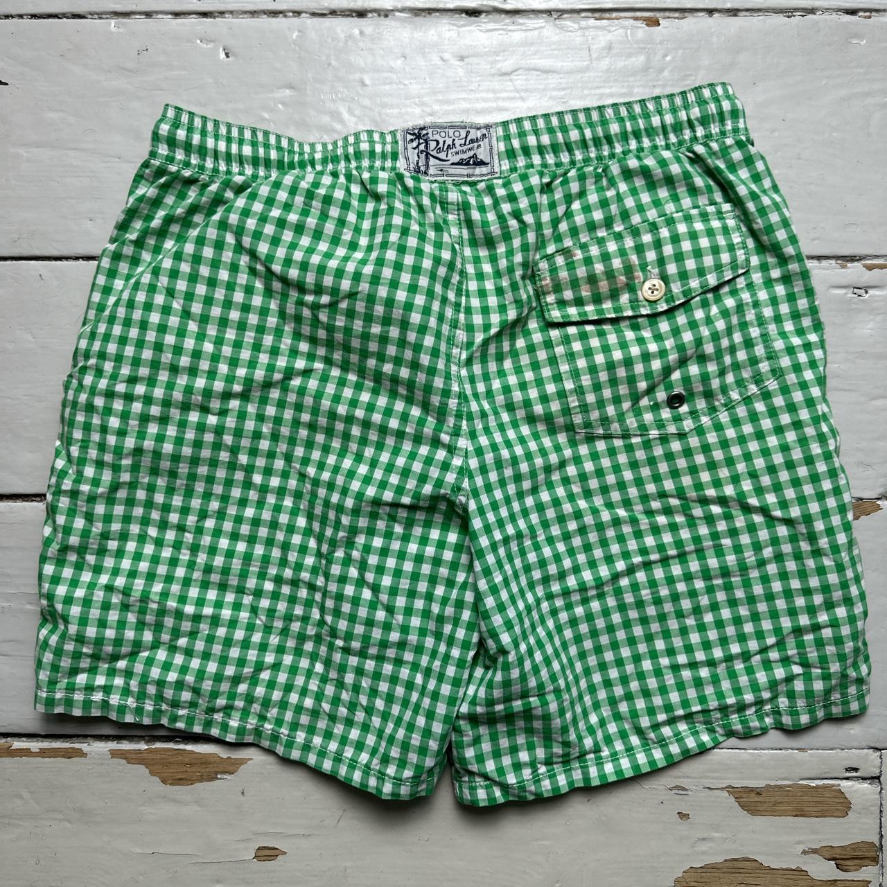 Ralph Lauren Polo Checked Swim Shorts Green and White