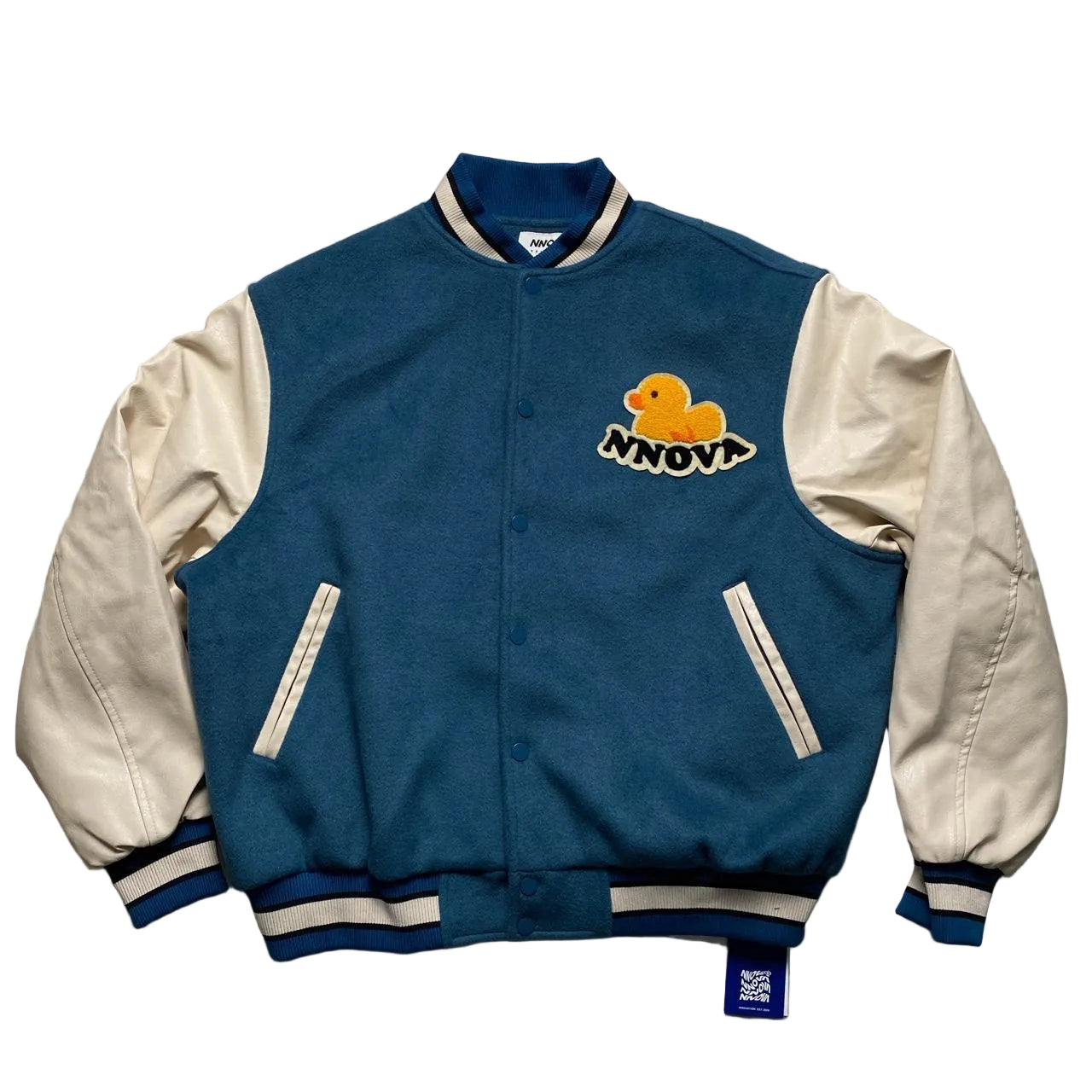 NNOVA Travel Notes Varsity Fleece and Faux Leather Bomber Jacket (S)