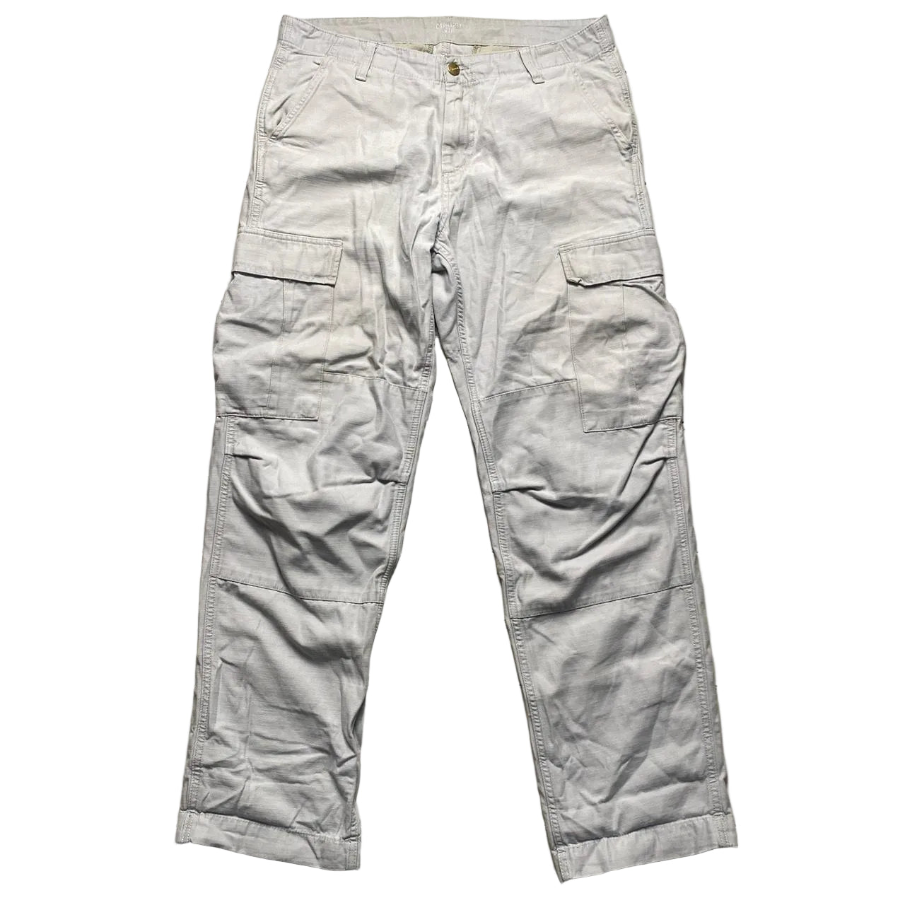 Carharrt WIP Light Grey White Regular Cargo Combat Pant Trousers (31W)