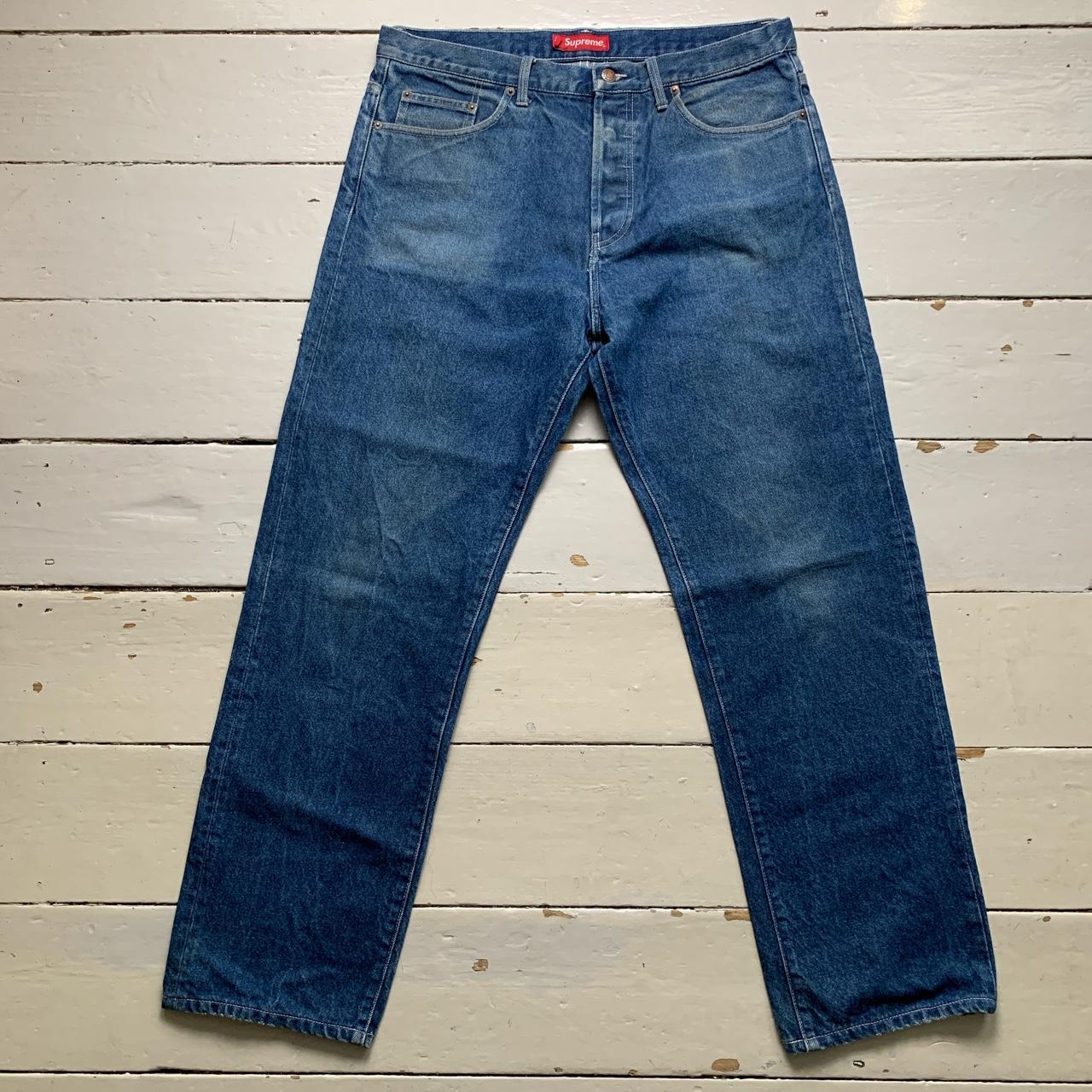 Supreme Baggy Navy Blue Skateboarding Jeans
