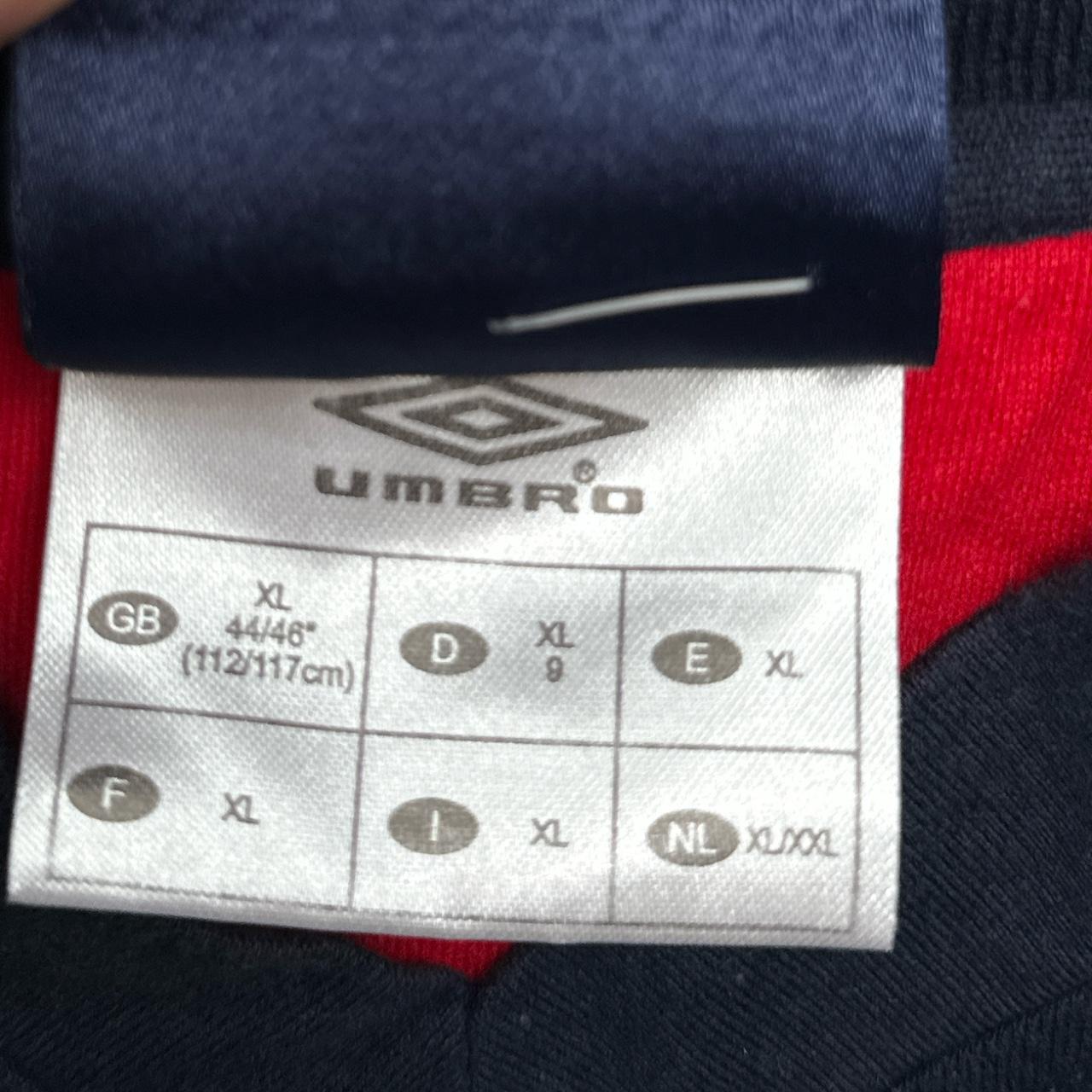 England Umbro Navy and Red Vintage Football T Shirt