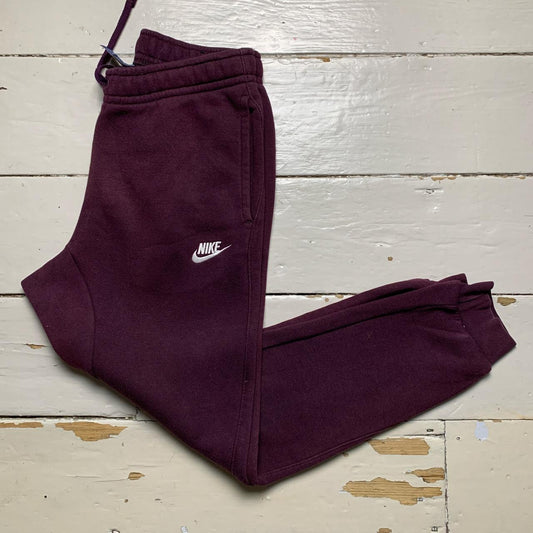 Nike Swoosh Burgundy and White Joggers