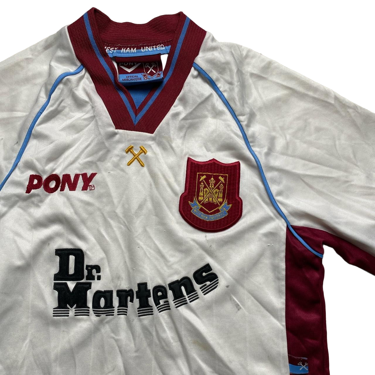 West Ham United Vintage Kids Pony Dr Martens White Football Jersey (LB)