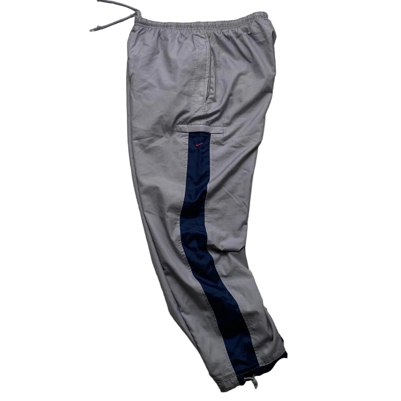 Nike Vintage Baggy Track Pant Cargo Style Shell Bottoms Navy Grey and Red (XL)