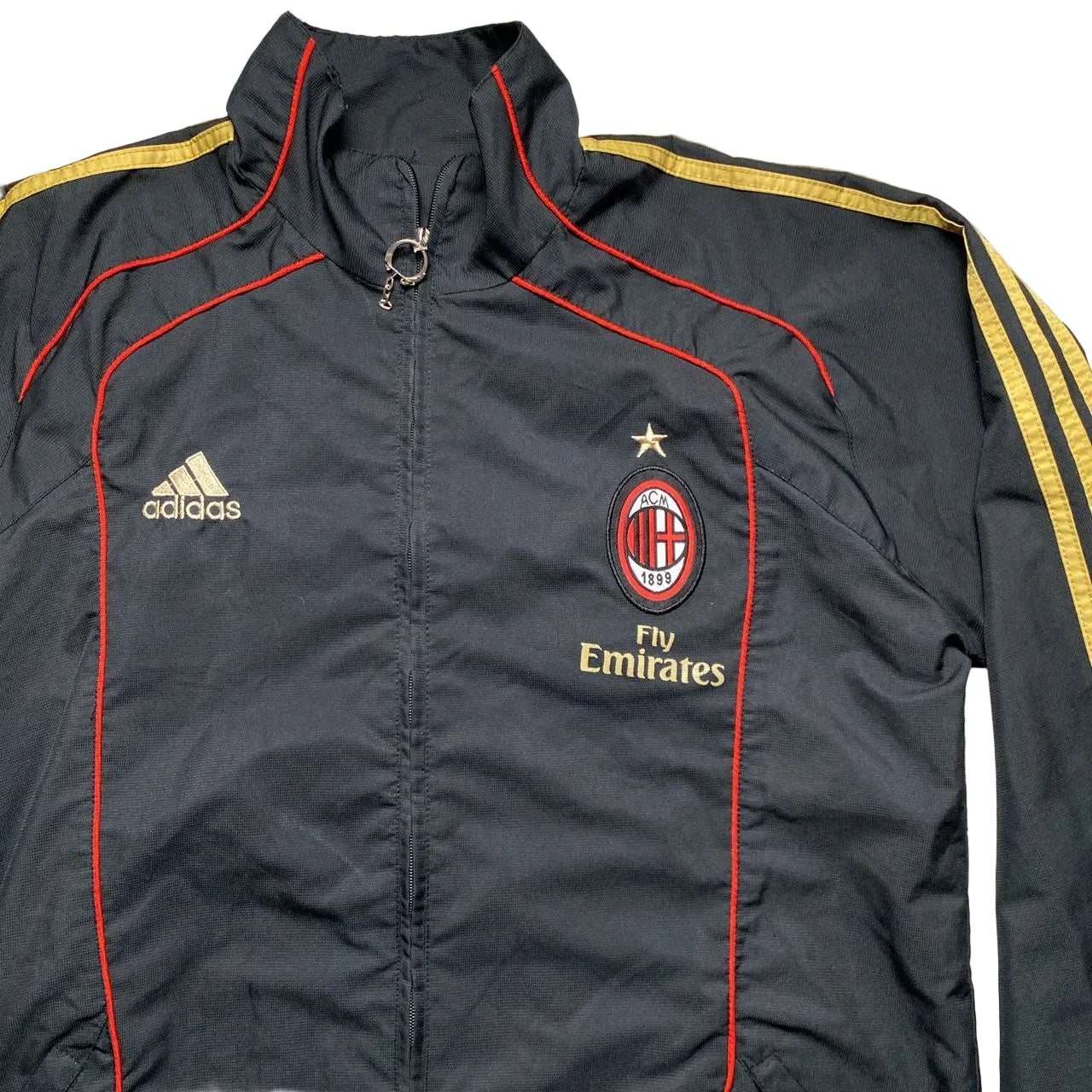 AC Milan Football Vintage Black Gold and Red Shell Tracksuit (L)