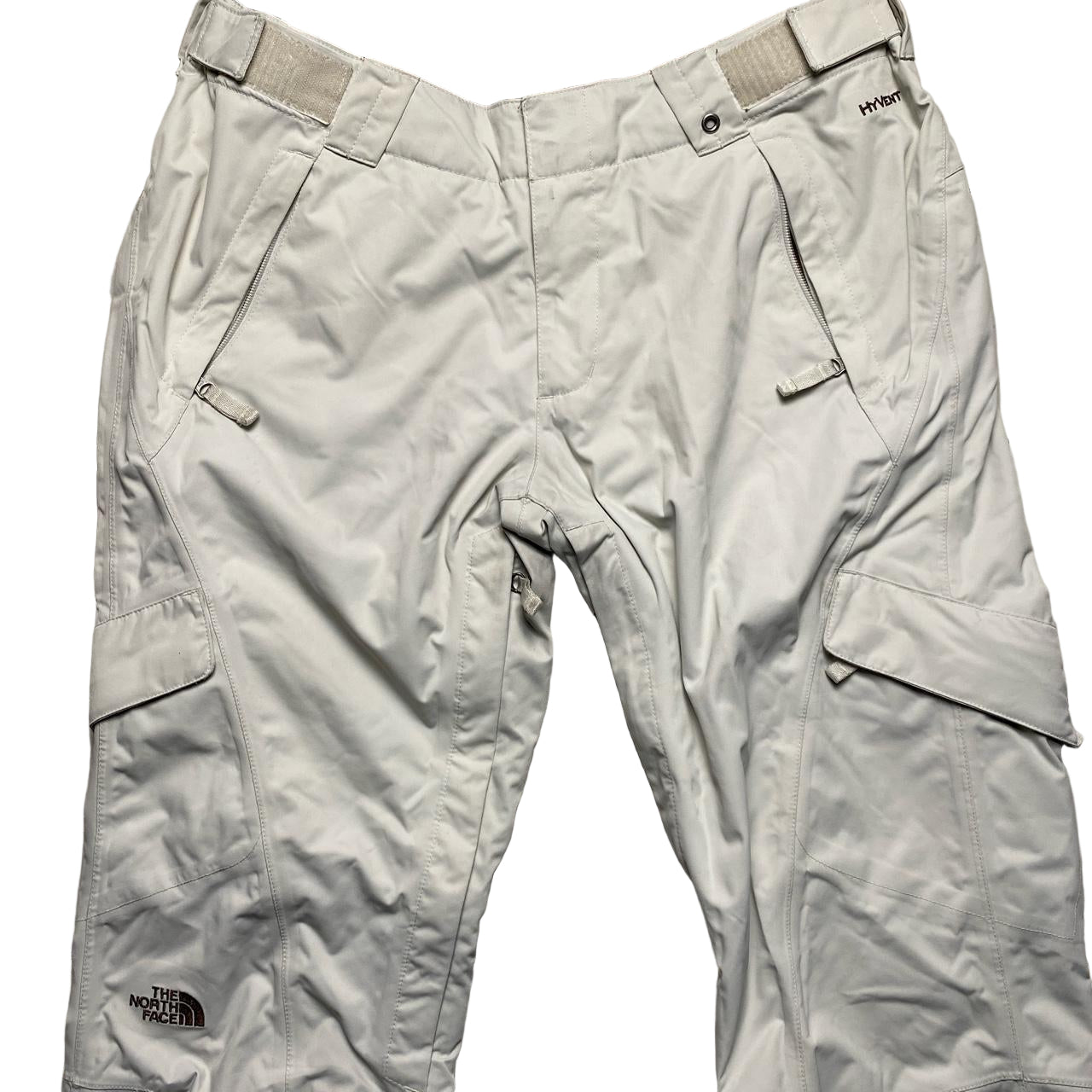 The North Face Vintage White and Brown Ski Salopette Snowboarding Cargo Trousers (L)