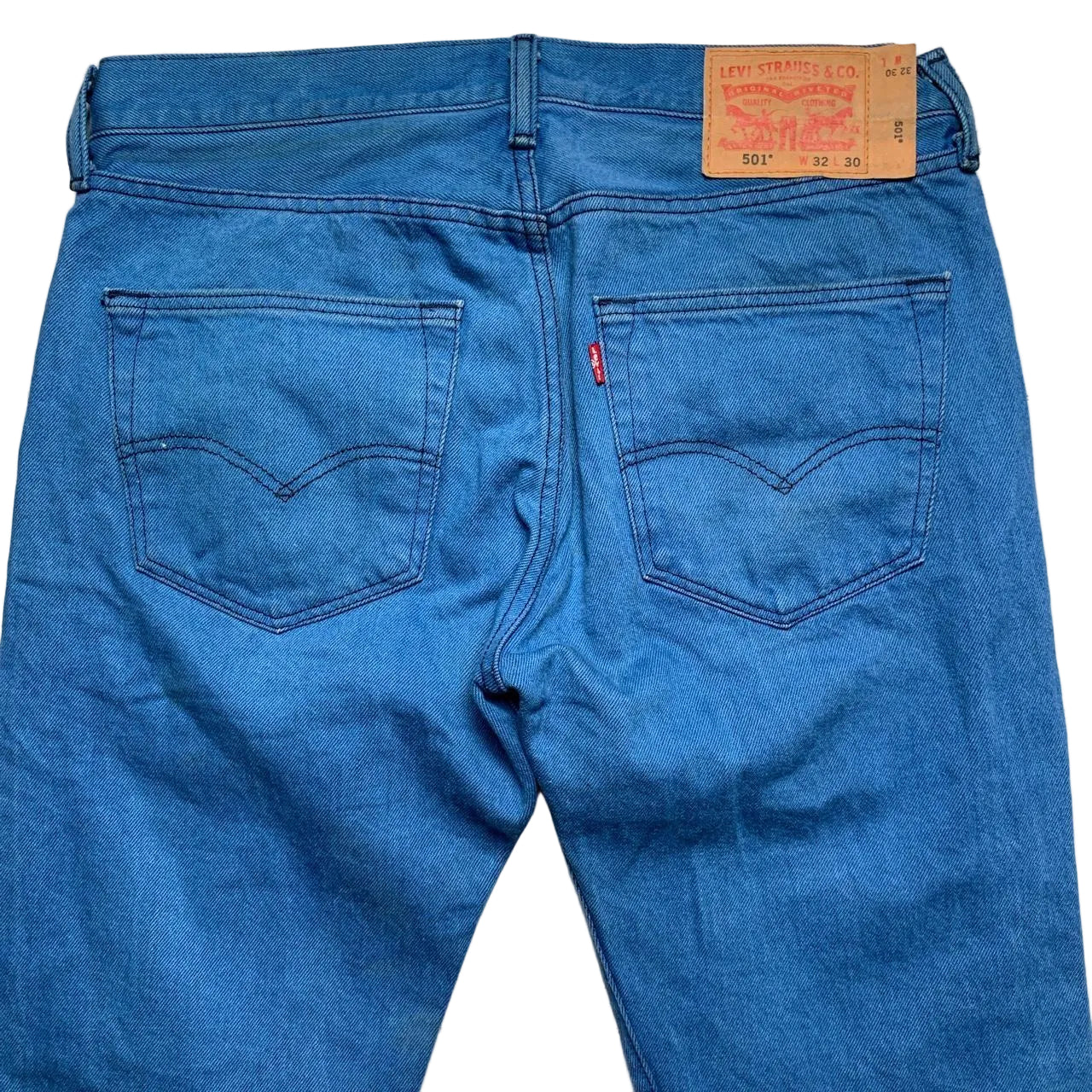 Levis Vintage Blue and Black Stitch 501 Jeans (32W)