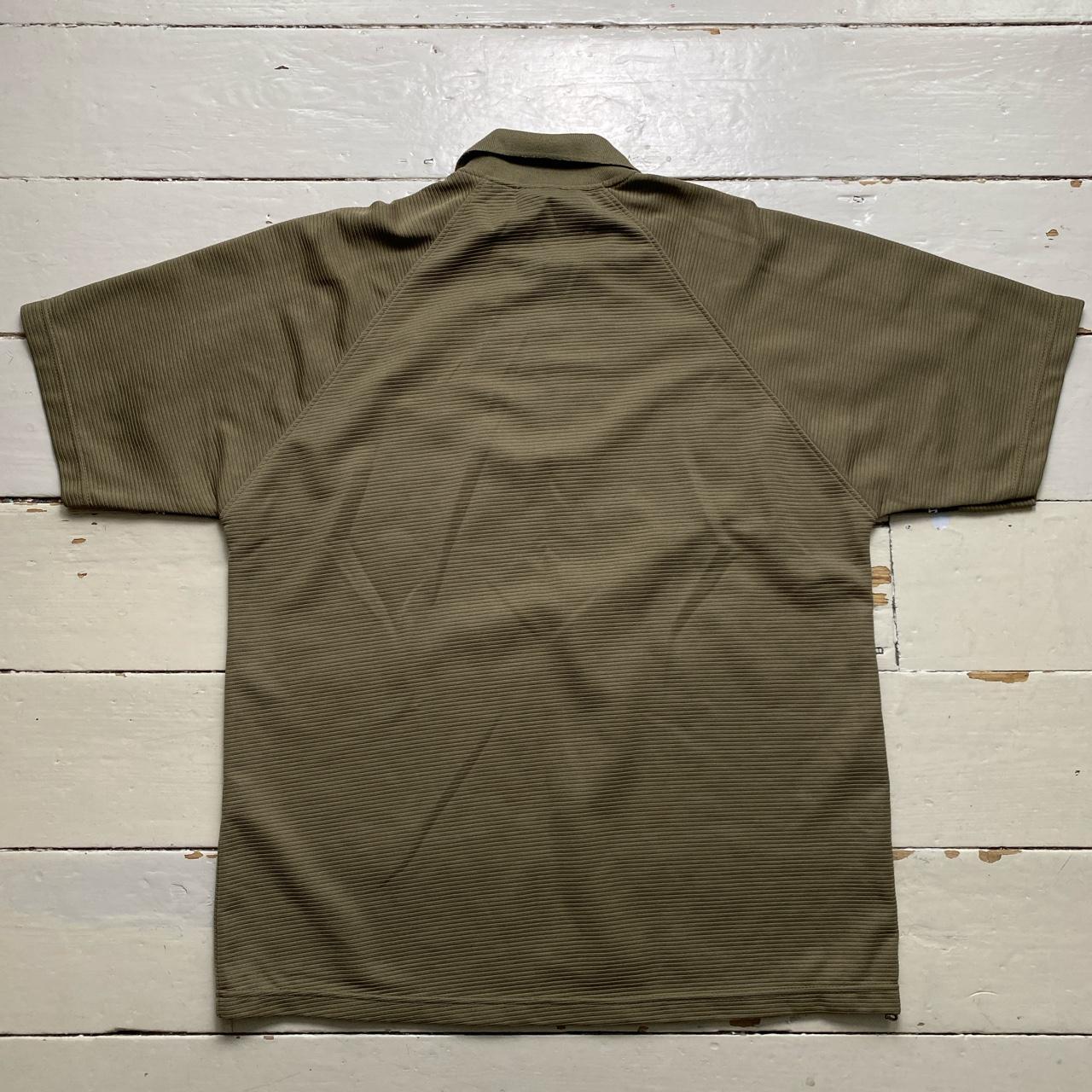 Nike Vintage 90’s Khaki Green and Black Repeat Logo Red Swoosh Polo Shirt