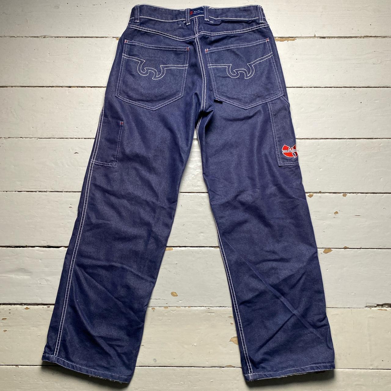 Wu Tang Vintage 90’s Reversible Satin and Navy Denim Baggy Cargo Jeans