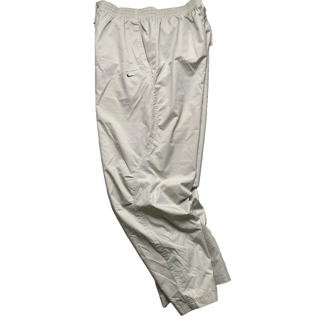 Nike Swoosh Vintage Baggy Track Pant Shell Bottoms Cream and Grey (XL)
