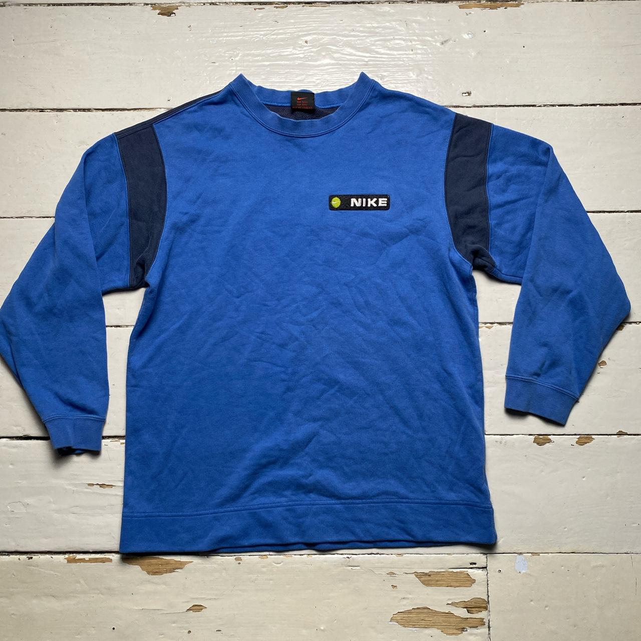 Nike Vintage 90’s Blue Navy White and Green Swoosh Jumper