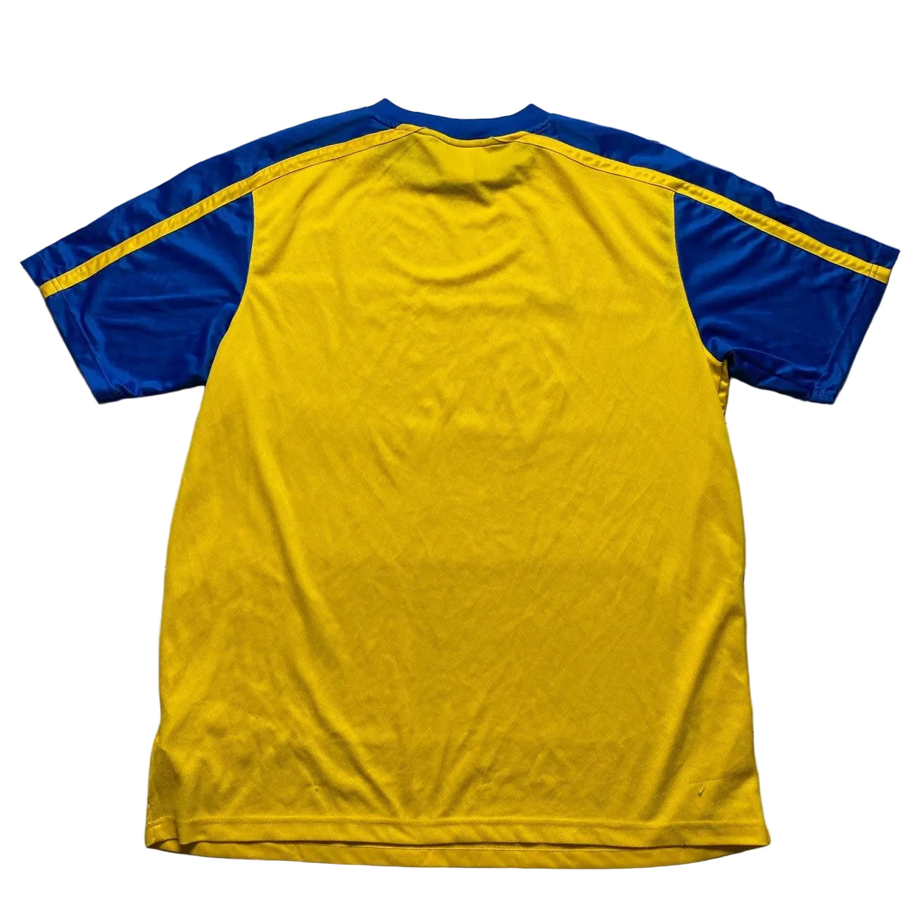 Nike Yellow and Blue Dri Fit Football Jersey T Shirt (XL)