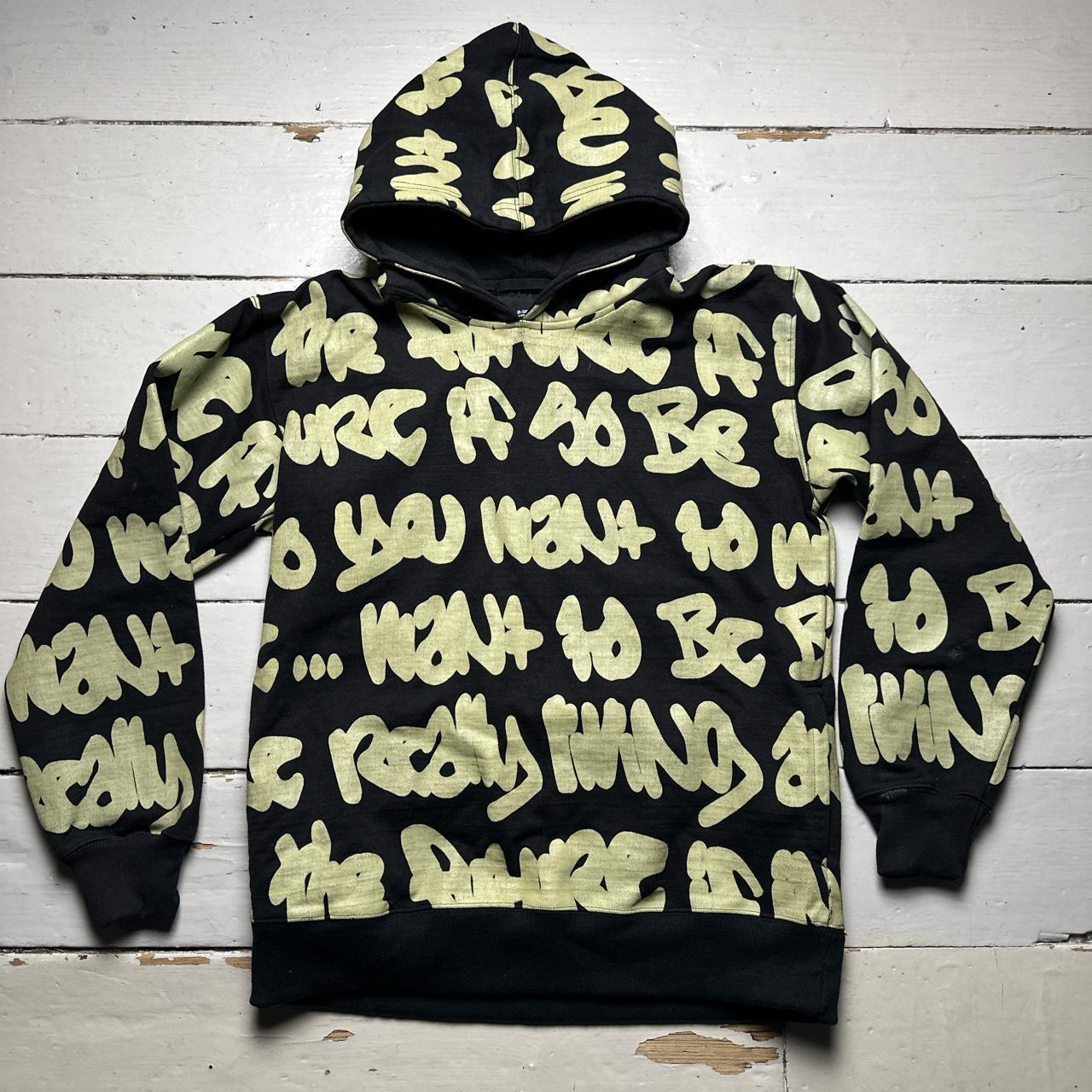B-Side London Black and Green Graffiti Hoodie
