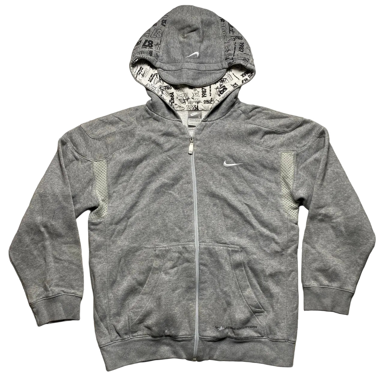Nike Air Max Vintage Grey Black and White Embroidery Hoodie (XS)