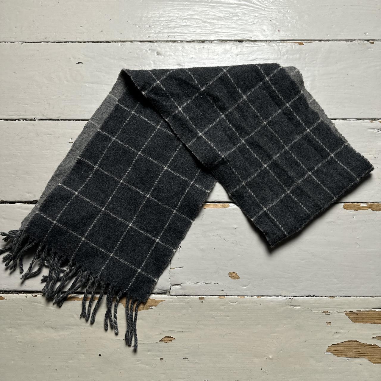 Ralph Lauren Polo Vintage Grey Checked Wool Scarf