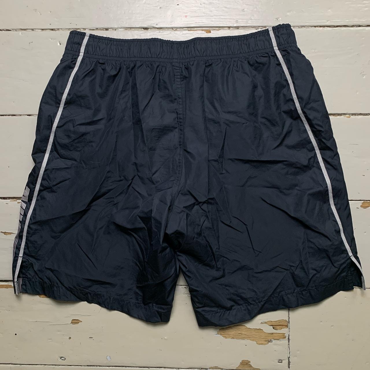 Nike Club Spellout Swoosh Shell Track Pant Shorts Navy and Silver