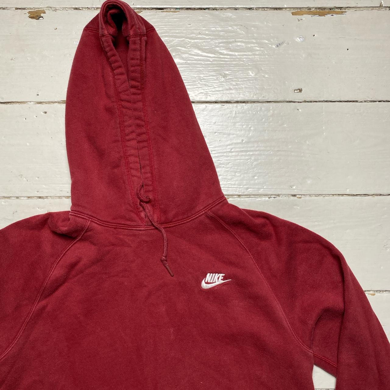 Nike Swoosh Burgundy and White Hoodie