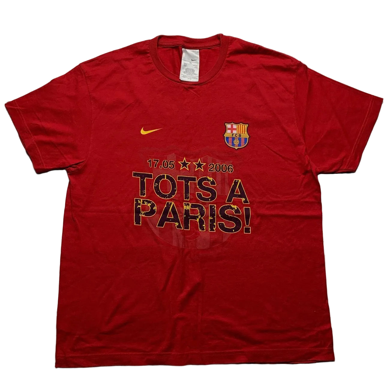 Nike Barcelona Tots a Paris Vintage 2006 Champions League Final Joga Bonito T Shirt (XL)