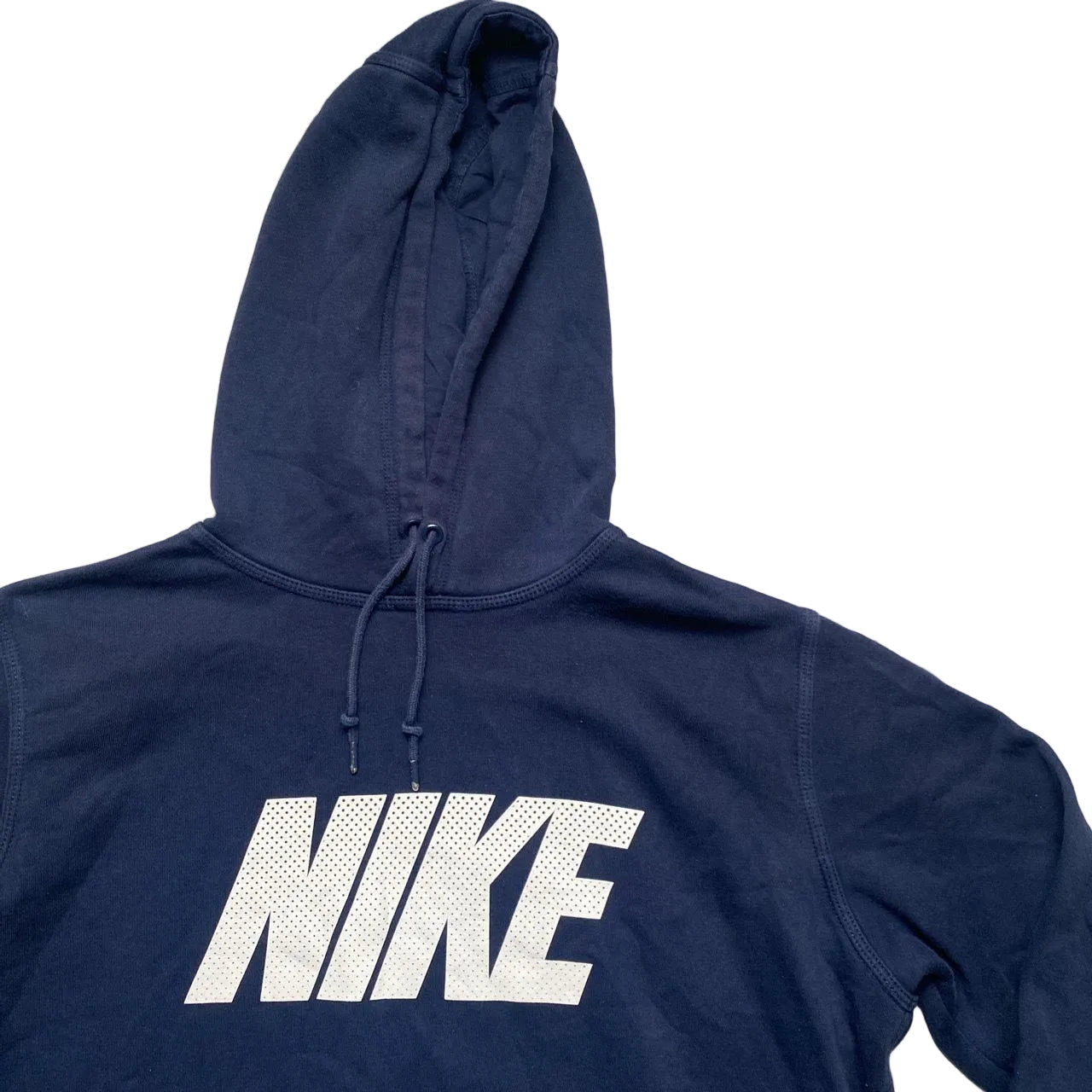 Nike Club Spellout Navy and White Hoodie (L)