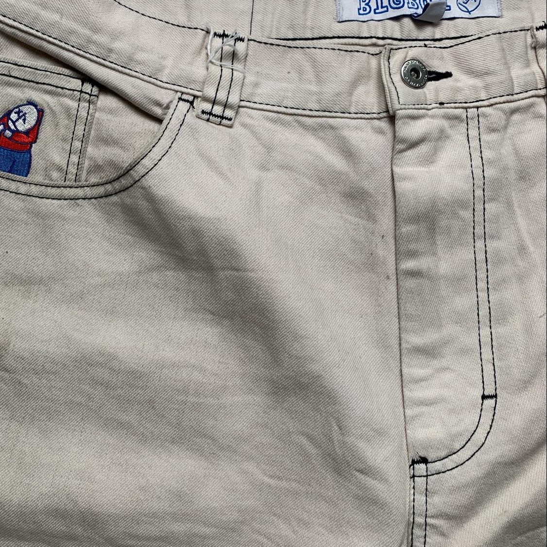 Big Boy Polar Skate Co Cream White Skate Baggy Jean Short Jorts (XL)